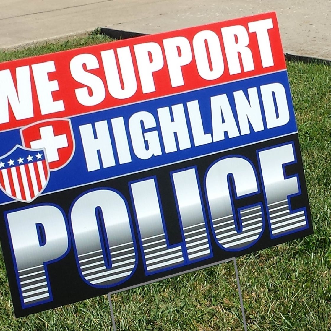 Highland Police Coroplast Yard Sign