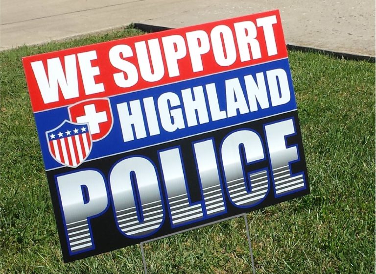Highland Police Coroplast Yard Sign