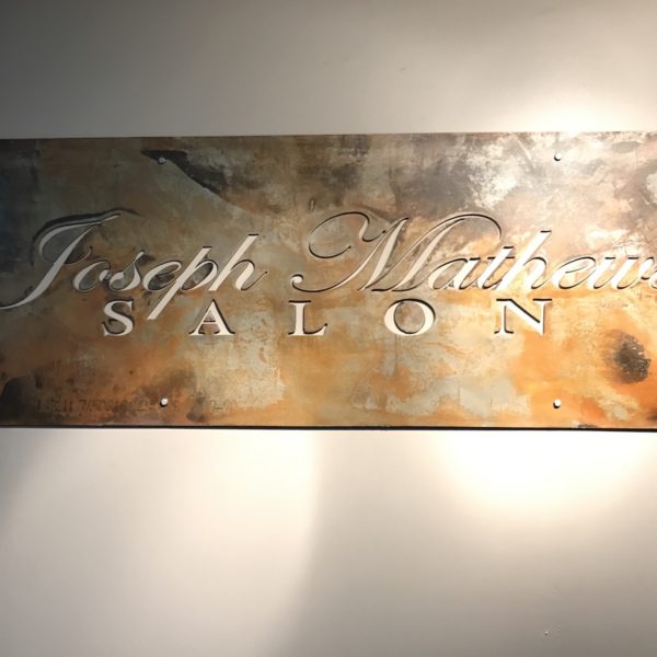 Joseph Matthews Salon Plasma Cut Steel Reception Sign